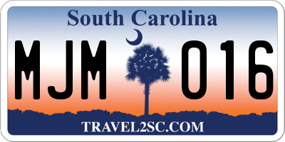 SC license plate MJM016