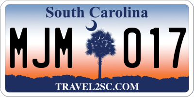 SC license plate MJM017