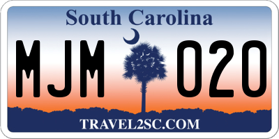 SC license plate MJM020