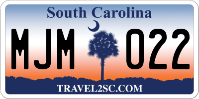 SC license plate MJM022