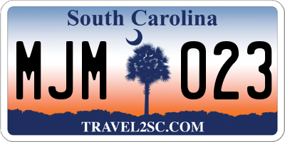 SC license plate MJM023