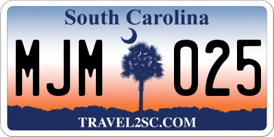 SC license plate MJM025