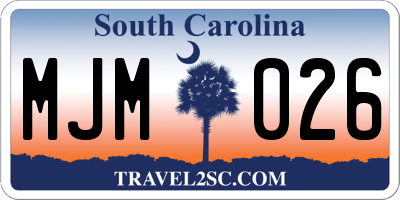 SC license plate MJM026