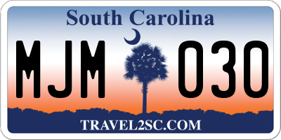 SC license plate MJM030