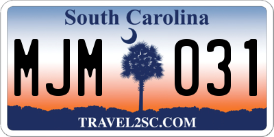 SC license plate MJM031