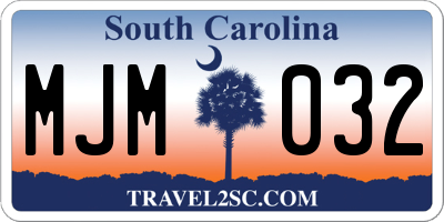 SC license plate MJM032