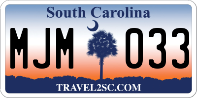 SC license plate MJM033