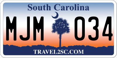 SC license plate MJM034