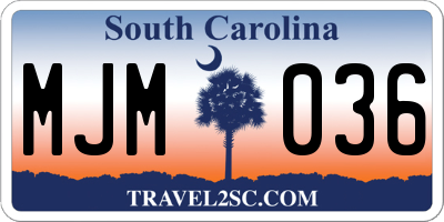 SC license plate MJM036