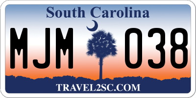 SC license plate MJM038