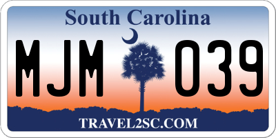 SC license plate MJM039