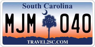 SC license plate MJM040