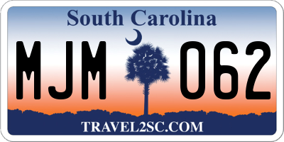 SC license plate MJM062