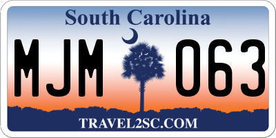 SC license plate MJM063
