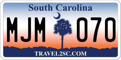 SC license plate MJM070
