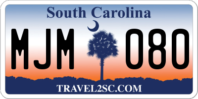 SC license plate MJM080