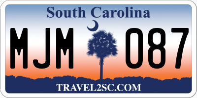 SC license plate MJM087