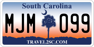 SC license plate MJM099