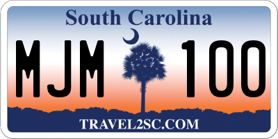 SC license plate MJM100