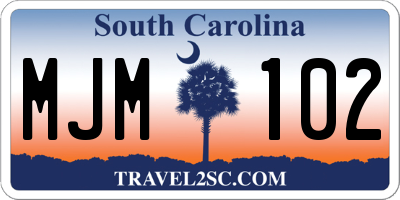 SC license plate MJM102