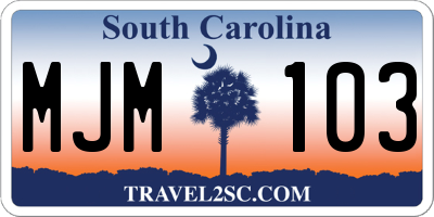 SC license plate MJM103