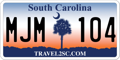 SC license plate MJM104