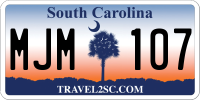 SC license plate MJM107