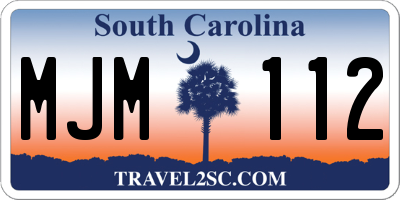 SC license plate MJM112