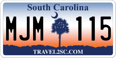 SC license plate MJM115