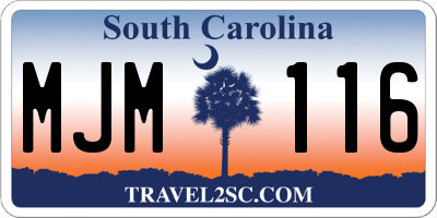 SC license plate MJM116