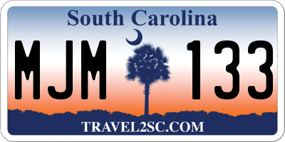 SC license plate MJM133