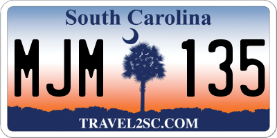 SC license plate MJM135