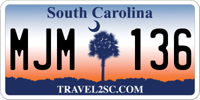 SC license plate MJM136