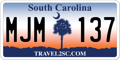 SC license plate MJM137