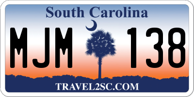 SC license plate MJM138