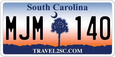 SC license plate MJM140