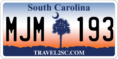 SC license plate MJM193