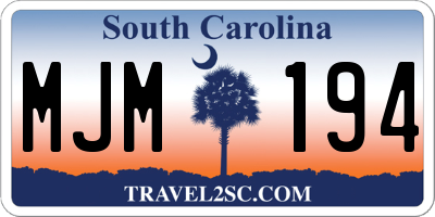 SC license plate MJM194