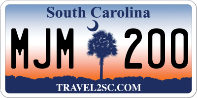 SC license plate MJM200