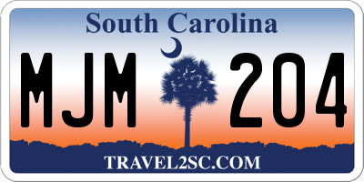 SC license plate MJM204