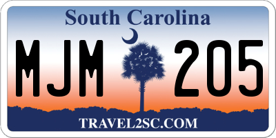 SC license plate MJM205