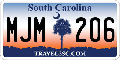 SC license plate MJM206