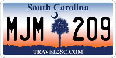 SC license plate MJM209