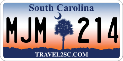 SC license plate MJM214