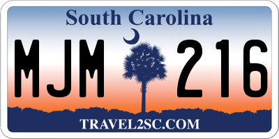 SC license plate MJM216