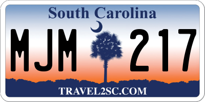 SC license plate MJM217