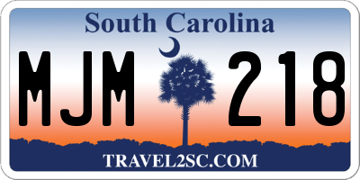 SC license plate MJM218
