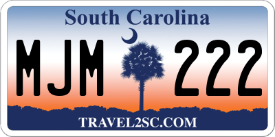 SC license plate MJM222