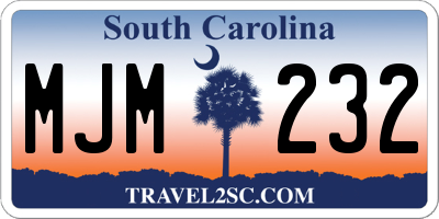 SC license plate MJM232