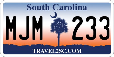 SC license plate MJM233